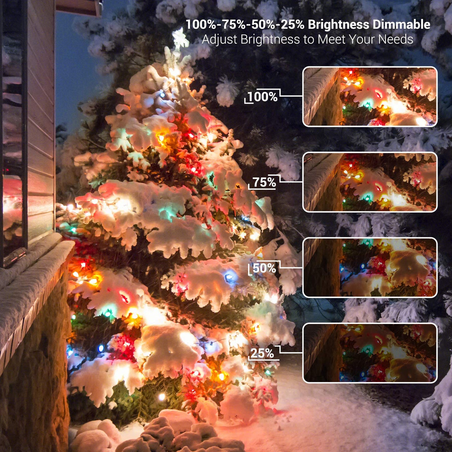 ODEETRONIC Cool White & Multicolor Christmas Lights, 33ft 50 LED C9 Color Changing Tree Lights, Connectable 12 Modes Outdoor Xmas Light with Remote, Dimmable Twinkle Light for Home Party Wedding