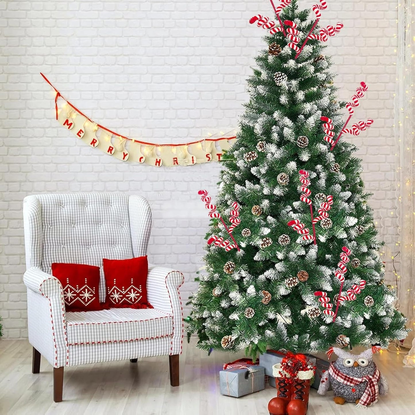 12 Pcs Candy Cane Christmas Decorations, 17 Inch Large Ornaments for Tree Picks, Tree Decorations, Red and White Ornaments, Big Tree Topper Filler