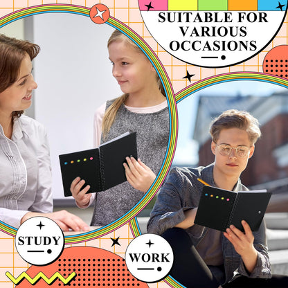 Qilery 30 Pack Lined Spiral Notebook Small Notepad and Pen Set Steno Pads Lined Notepad Black Pocket Notebook for Business Office School Supplies