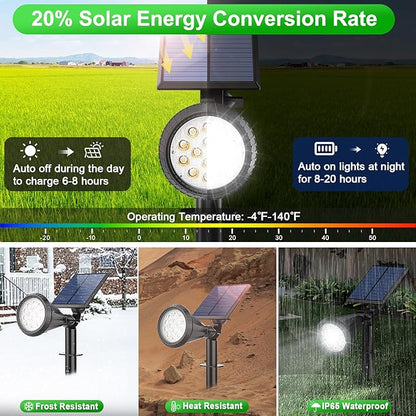 Solar Lights Outdoor Waterproof 180° Adjustable Landscape Spot Lights for Yard 4 Lighting Modes Solar Powered Spotlights for Pathway Garden Outside Wall Pool Porch (6 Pack, Cool White)