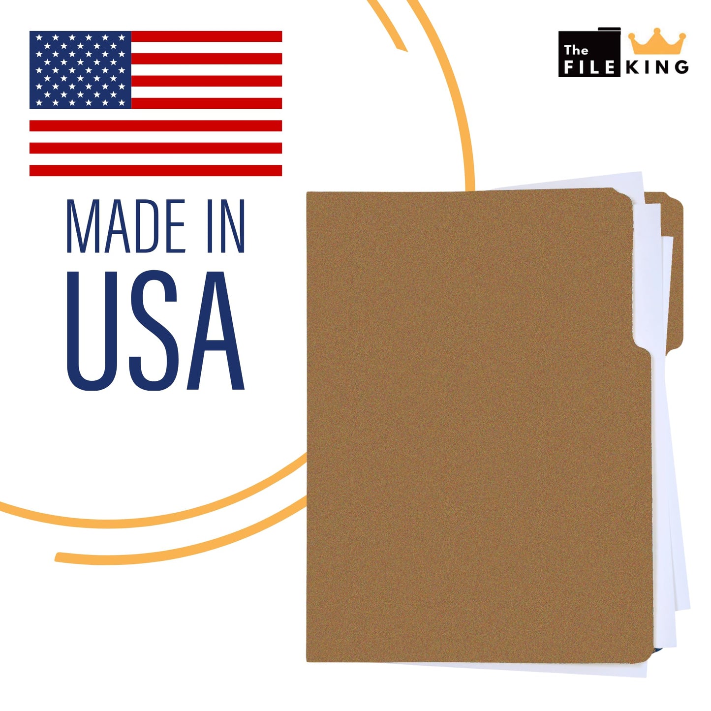 The File King Kraft File Folder with Dual 2" Fasteners | Letter Size - Box of 50 | 1/3 Top Tab | Heavyweight Filing Solution for Patient Charts, Legal Documents, Records | Made in USA