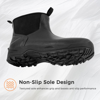 Ubon Insulated Rubber Boots for Men Waterproof Short Rain Boots Black 10