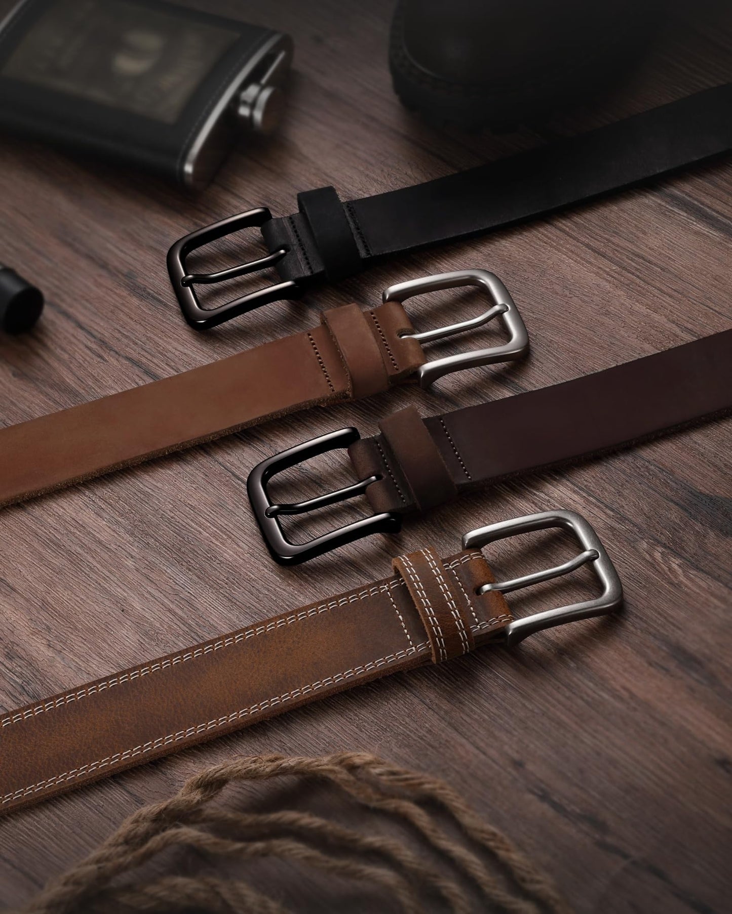 CHAOREN Full Grain Leather Belt for Men, Work Belts for Men Heavy Duty, Daily Wear for Jeans Pants