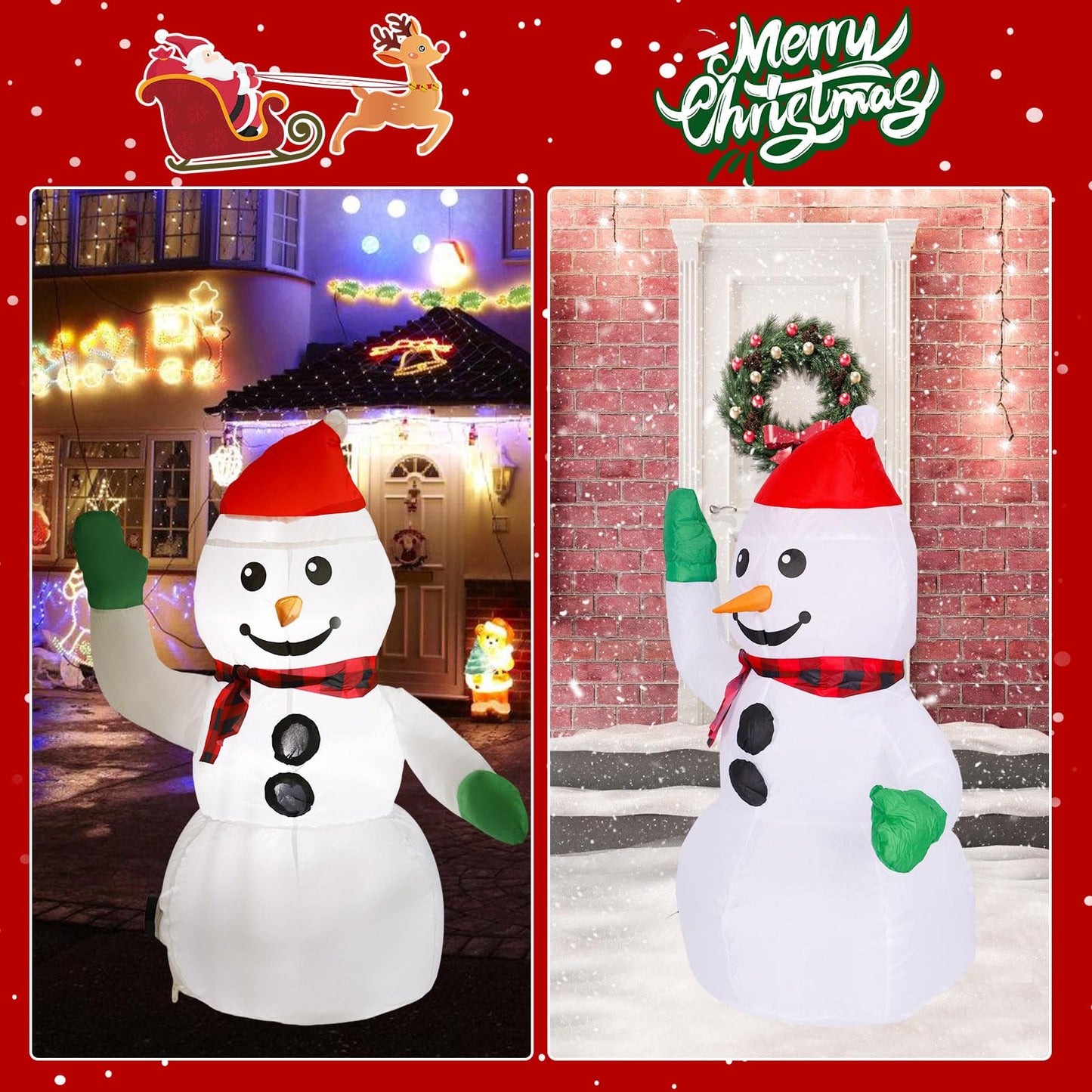 3FT Christmas Inflatable Outdoor Decorations Snowman with Red Hat, Blow up Yard Decorations with Built-in LED Lights for Xmas Party Outside, Yard, Garden, Lawn Decor