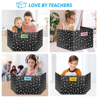 Black 24-Pack Desk Dividers for Students, Waterproof Plastic Study Carrel Divider, Durable Testing Dividers for Classroom Teacher Supplies, Easy to Clean Privacy Shield Folder Boards for Student Desk