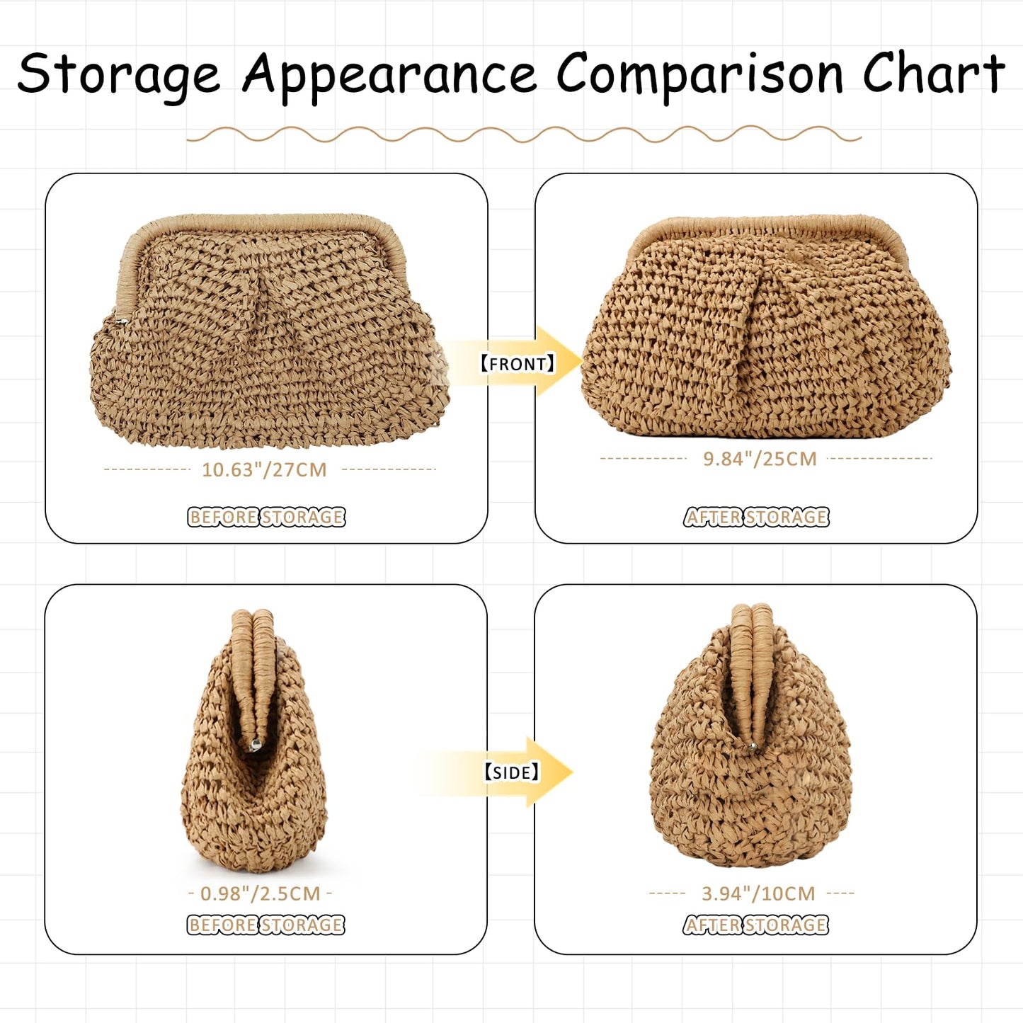 Emprier Straw Clutch Purses for Women Cloud Dumpling Pouch Straw Crossbody Shoulder Handbag Summer Beach Woven Bag
