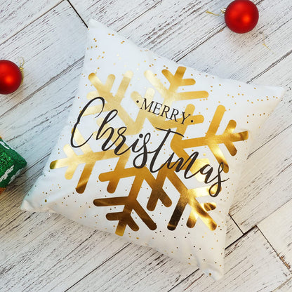 ONWAY Christmas Gold White Throw Pillow Covers 20x20 Inch Set of 4 Snowflakes Decorations Cushion Cases Xmas Decor for Couch Sofa Car Bedroom