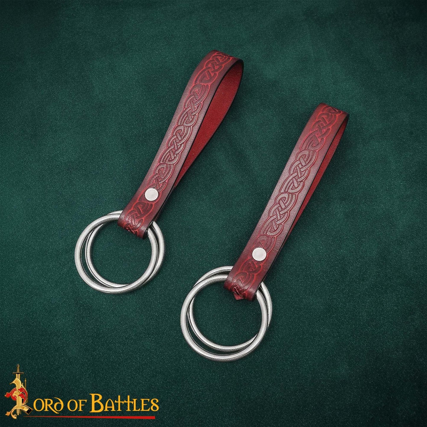 Lord of Battles 2pcs Skirt Hikes – Handmade 100% Full Grain Leather Waist Skirt Hoops Accessory for Renaissance, Cosplay (Maroon)