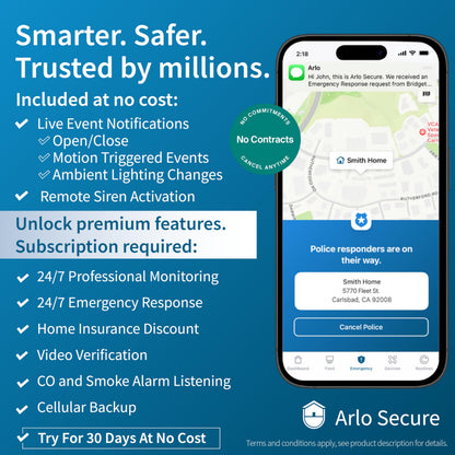 Arlo Essential Security Camera 2K | Outdoor - Indoor | 2nd Gen | Wireless with Spotlight, 2-Way Audio, Color Night Vision, Live Stream, Motion Activation, Real Time Notifications - White, 3 Cameras