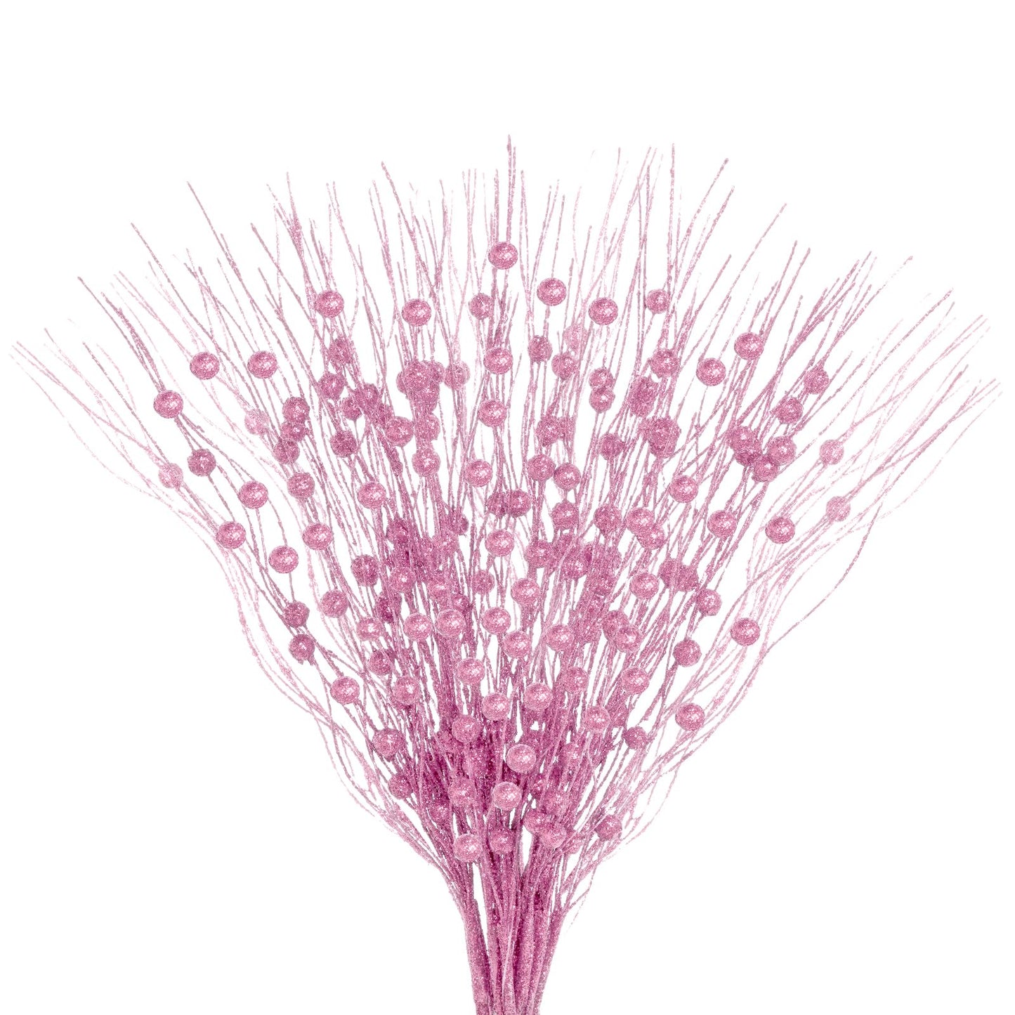 Jmkcoz 12 Pack Christmas Glitter Curly Spray Picks Berry Stems Wispy Willow Christmas Berry Picks Sprays Glittered Twigs for Christmas Tree Topper Wreath Garland Decoration Floral Arrangement (Pink)