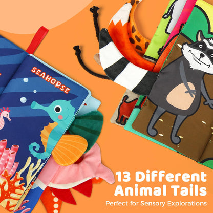 YOGINGO 2PCS Baby Books - Montessori Toys Cute Animal Theme Baby Cloth Books 6 to 12 Months, Soft Stuffed High Contrast Crinkle Infant Sensory Toys, Boys&Girls Kids Early Learning Gifts
