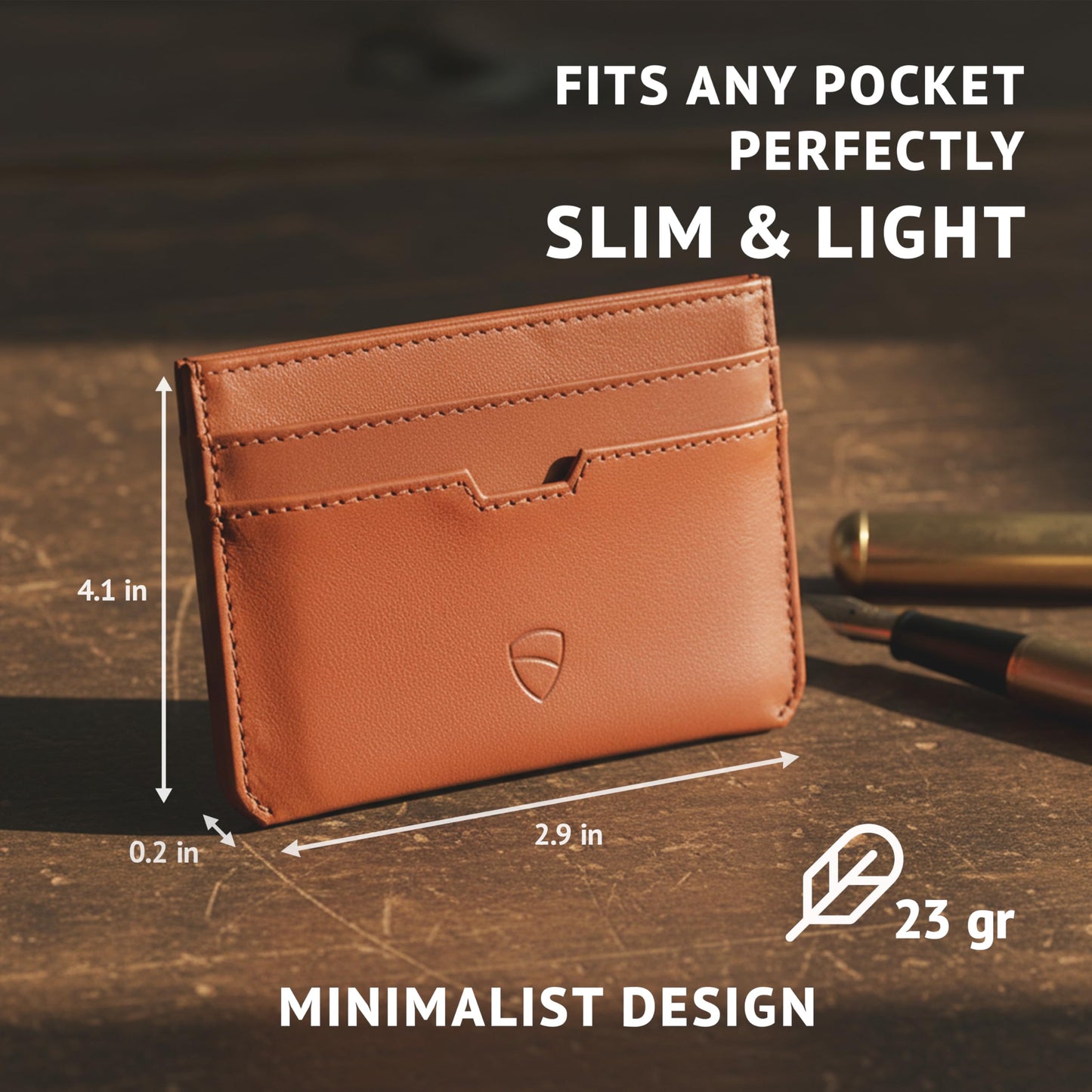Vaultskin MOORGATE Slim Card Holder – Minimalist Leather Wallet with RFID Blocking, Front Pocket Credit Card Case for Men & Women (Chestnut Brown)