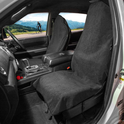 Leader Accessories 2pcs Grey Waterproof Towel Auto Car Seat Cover Protector Machine Washable - Fit Yoga Running Crossfit Athletes Beach Swimming Outdoor Sports