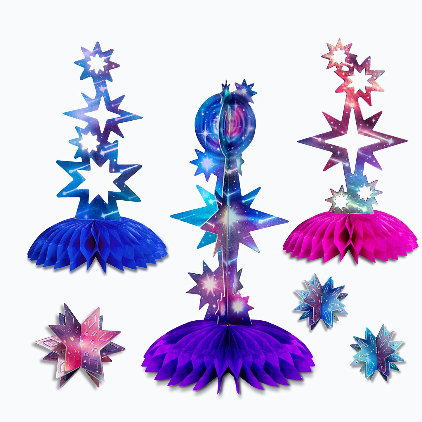 Decor365 Holographic Star Centerpieces Galaxy Party Decorations Aurora Borealis Theme Table Decor Celestial Shooting Star Starry Night Sky Wedding Bachelorette Anniversary Birthday Party Supplies