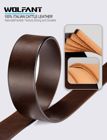 WOLFANT 1.5" Full Grain Leather Belt for Men in Gift Box,100% Italian Real Solid Leather