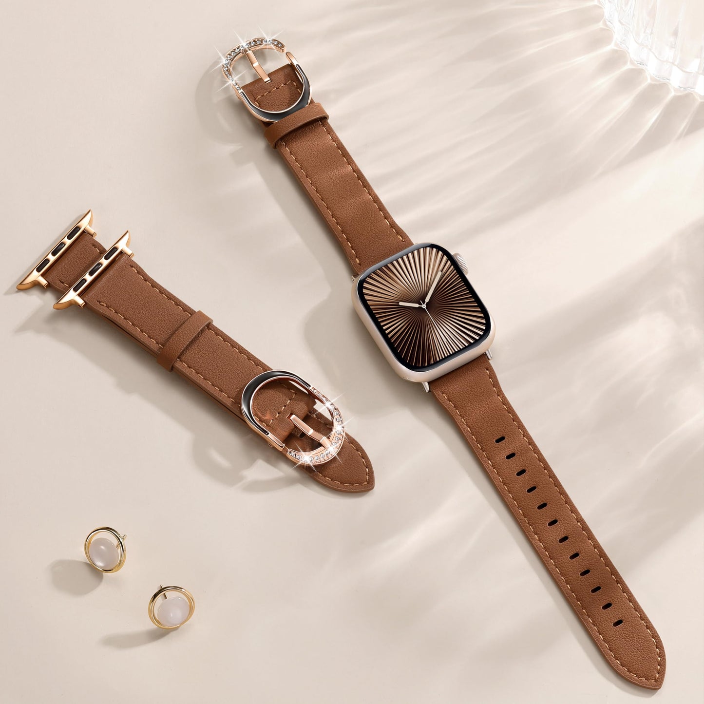 DaQin Leather Band Compatible with Apple Watch Bands for Women 40mm 38mm 41mm 42mm, Premium Top Grain Genuine Leather Strap Adjustable Wristband for iWatch Series 11 10 9 8 7 6 5 4 3 2 1 SE, Brown