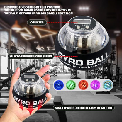 HuijXanqor Torque Ball Hand Exerciser,Wrist Trainer Ball Gyro Ball Hand Wrist Exerciser with Counter,Premium Wrist Strengthener for Fitness,Stress Relief & Dexterity Training,Portable,Gift-Ready for Adults