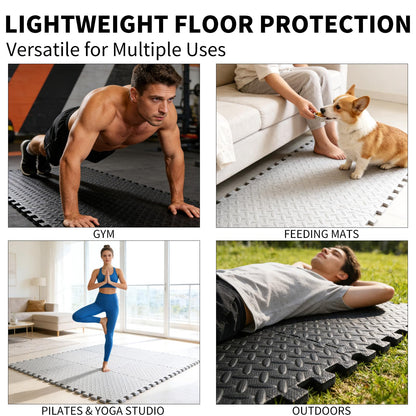 Maziloxe Gym Flooring for Home Gym, 18 PCS Anti-Slip Interlocking Foam Floor Tiles, 12.6"x12.6"x0.4" EVA Exercise Mats, Puzzle Floor Mat For Workout, Yoga, Kids Play Area, Treadmill, Garage
