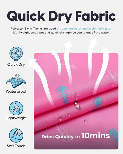 maamgic Mens Swim Trunks Quick Dry Swim Shorts with Mesh Lining Funny Swimwear Bathing Suits 7inch Pink Shark Small