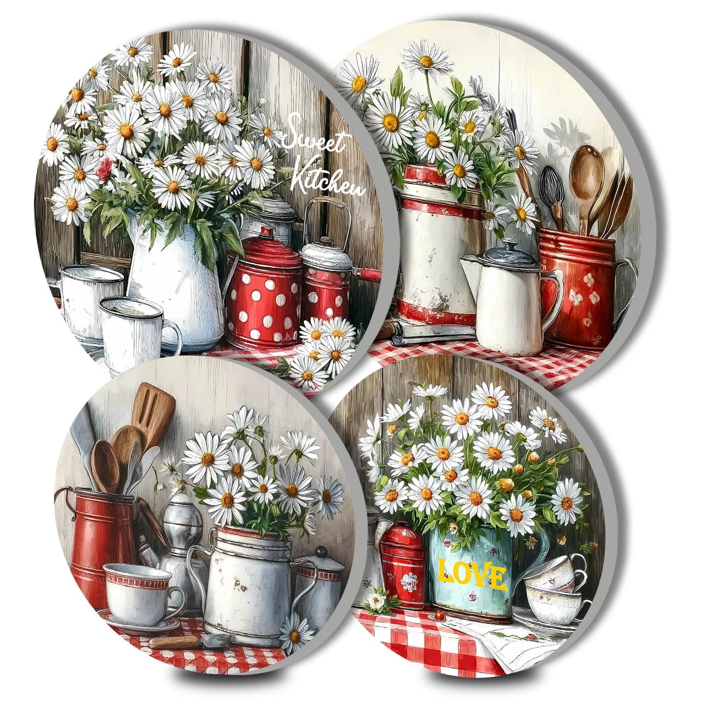 TUMOVO Merry Christmas Burn Covers Electric Stove Buffalo Plaid Woodland Round Stove Burner Christmas Tree Red Car Stove Metal Stove Burner Cover Set of 4 Thanksgiving Gift(White ) 10inchWx10'H