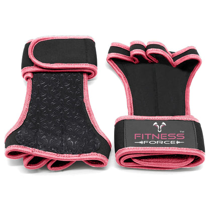 FITNESS FORCE Ventilated Weightlifting Gloves Workout Gloves for Men & Women with Built-in Wrist Wraps Fingerless Gym Gloves for Men Perfect for Exercise Fitness, Weight Lifting, Cross Training