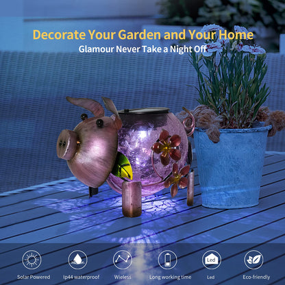 MUMTOP Solar Lantern - Outdoor Waterproof Lights, Pig Yard Decorations, Decorative Tabletop Ornaments for Garden Decor