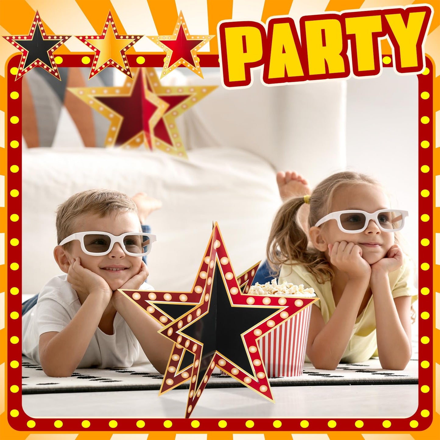 Weekgrat 18 Pcs Large Star Centerpieces for Movie Night Party Decorations 12inch 3D Movie Party Supplies Star Decorations Red Carpet Film Show Theme Birthday Back to School Table Decor
