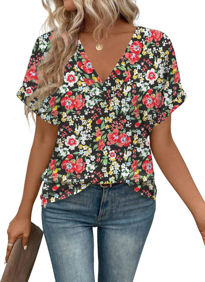 T Shirts Short Sleeve V Neck Tees Womens Tops Beach Vacation Fashion Clothes 2025 Casual Summer Spring Fall Outfits