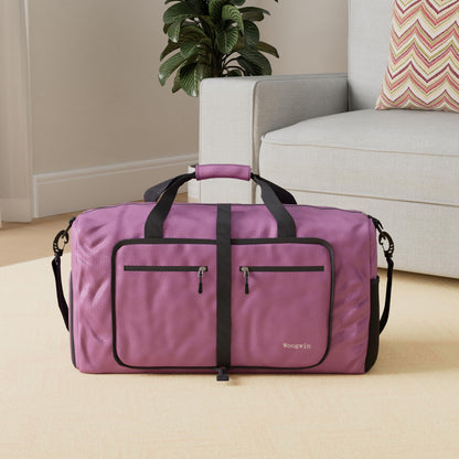 Woogwin Travel Duffel Bag Large Foldable Waterproof Overnight Bag for Beach Swim Bags Pool Sports Gym (60L Purple)