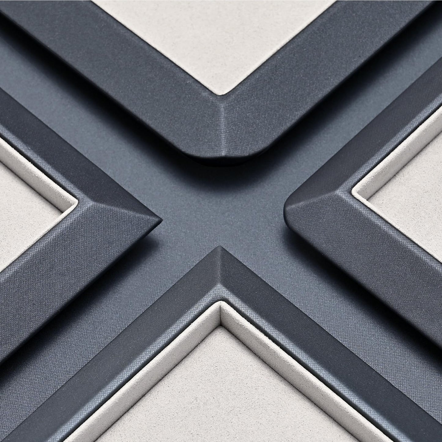 Oirlv Gray Leather Jewelry Display Tray with Microfiber Lining, Premium Square Corner Organizer