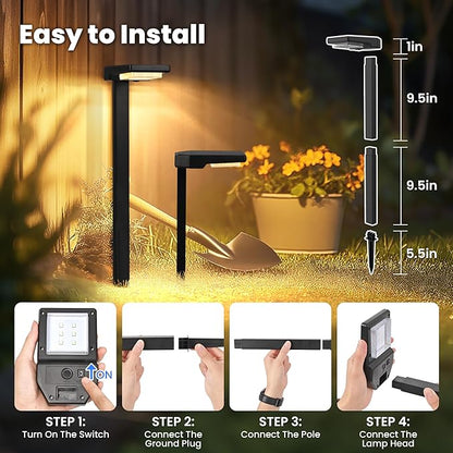 Solar Lights Outdoor, 2Pack Smart Pathway Lights with Color Changing &Sync, 9Modes (Warm/Cool White,RGB) for Driveway,Walkway,Garden,Yard,Fence,Patio,Lawn,Step Waterproof