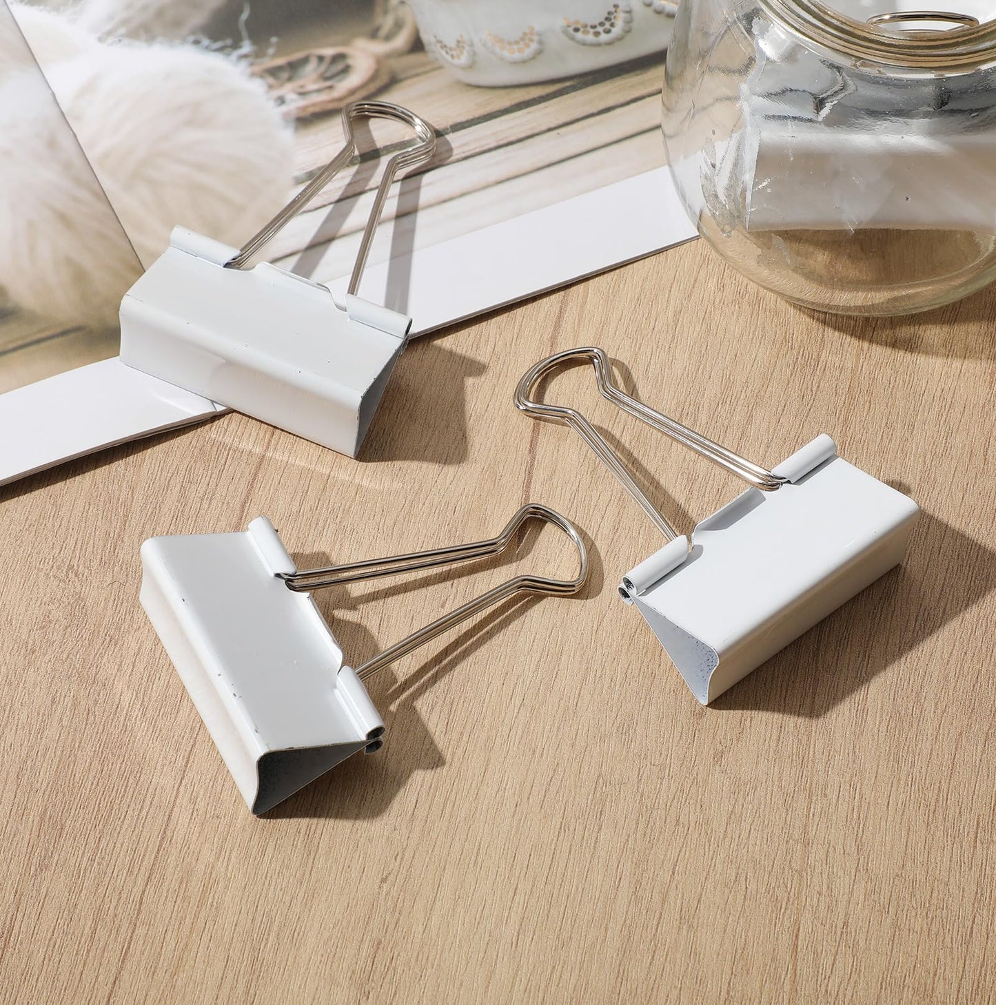 Jetec 200 Pcs Extra Large Binder Clips Bulk 2 Inch Metal Jumbo Binder Clips Office Supplies White Paper Clamps for Teachers Students Office Business Supplies