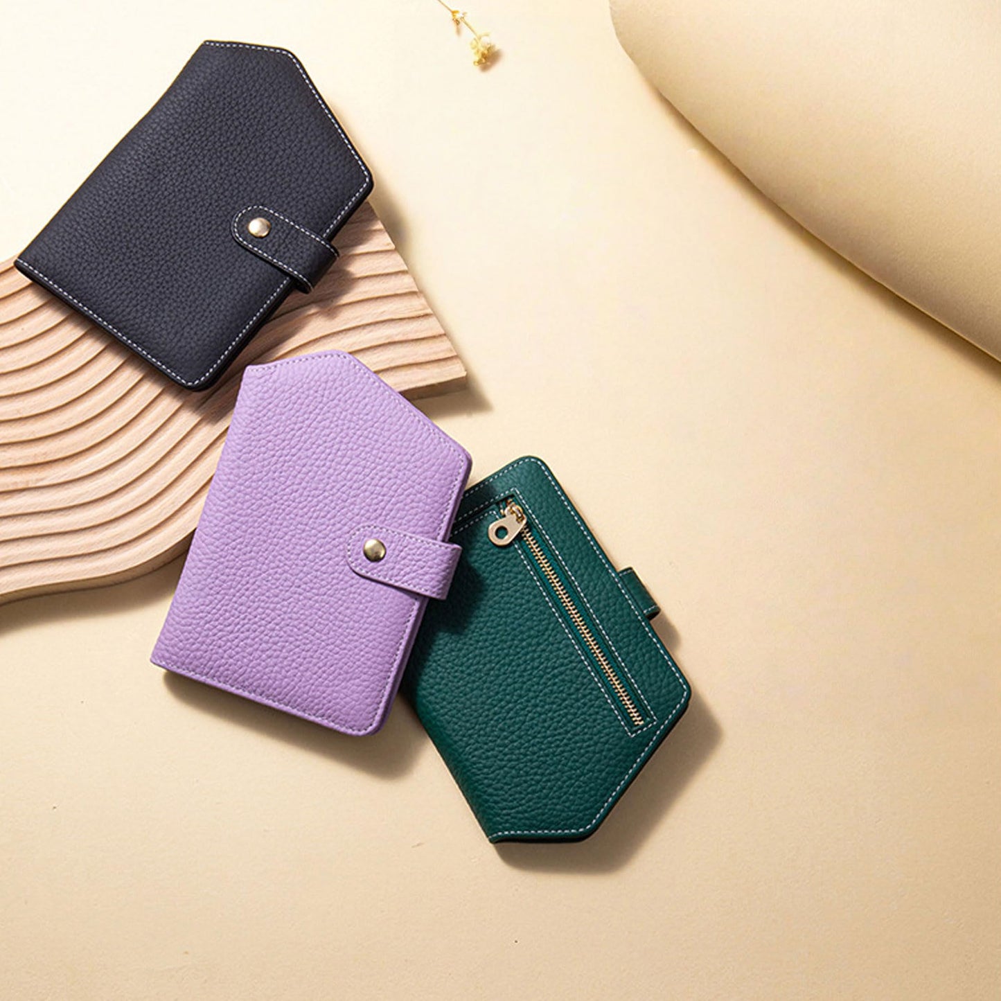 Cute RFID Passport Wallet for Women Leather Slim Passport Holder Travel Wallet Cover with Zipper Coin Purse, Credit Card, Sim and Tticket Slots (Green)
