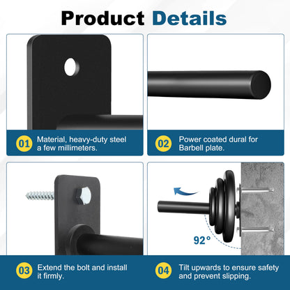 EVERYMATE Weight Plate Rack, Wall Mount Weight Plate Holder for Bumper Plates, Max Weight Capacity 330 lb, Home Gym Organizer