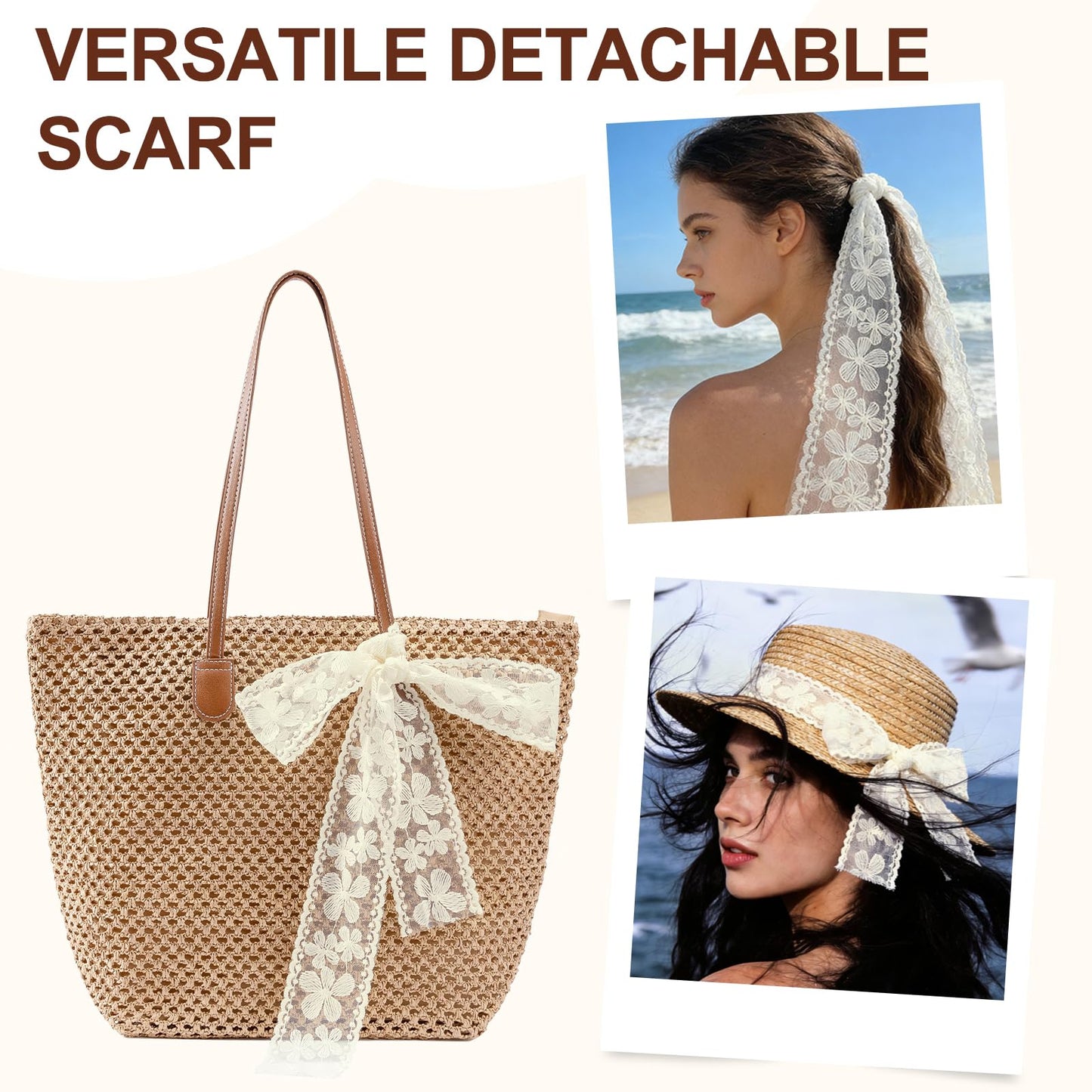iSamzan Straw Beach Tote Bag for Women: 2026 Large Woven Handbag with Zipper, Perfect for Vacation, Travel and Summer Pool