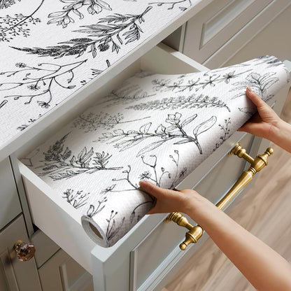 Quttisay Shelf Liner for Kitchen Cabinets,Non Adhesive Cabinet Liner,Non-Slip Drawer Liner,Waterproof Shelf Liner Easy to Clean Strong Grip Liner for Cabinets,Drawers,Cupboard，(Floral 12 in x 10FT)