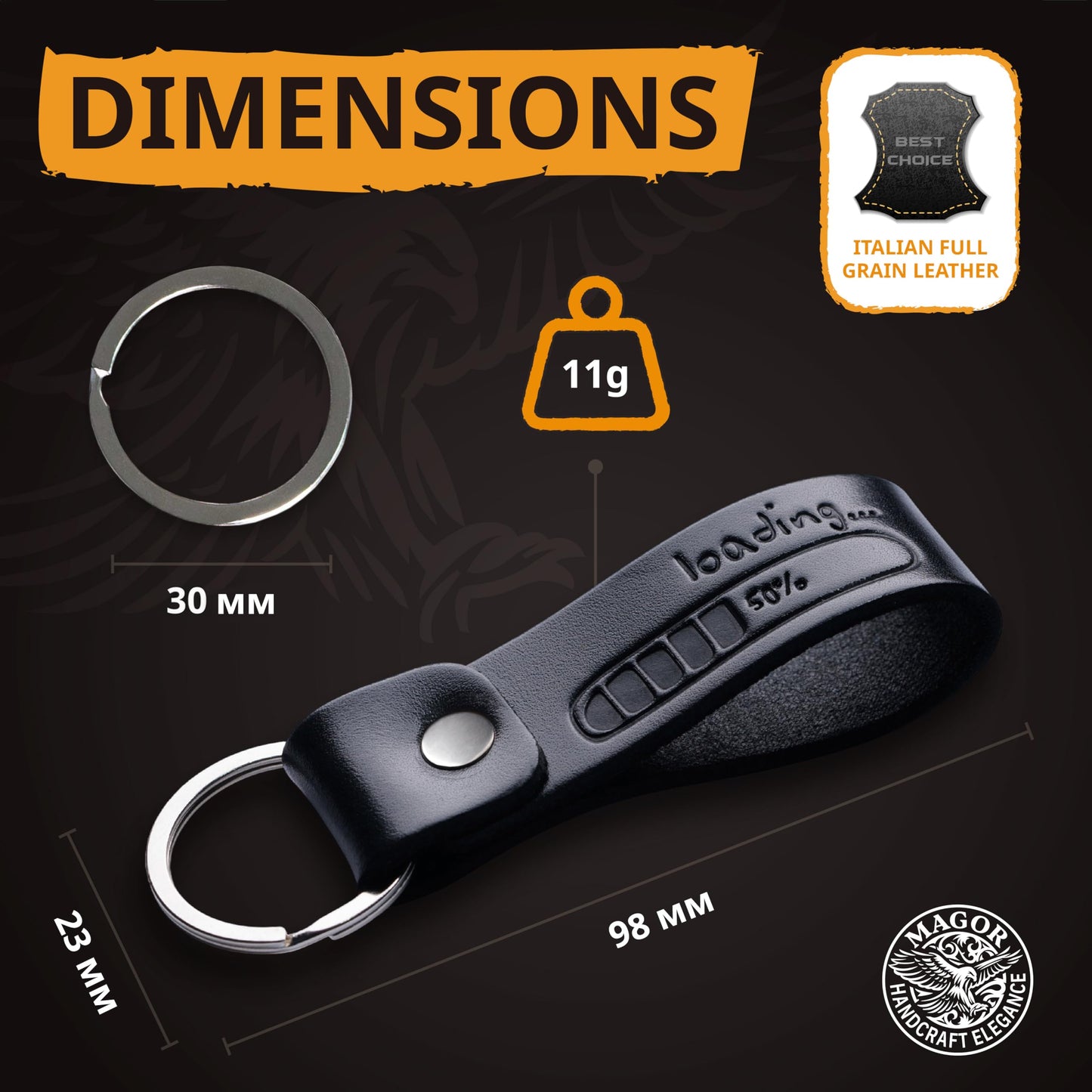 MAGOR Leather Keychain Favorite for Men, Keyring Gift for Women & Men, Birthday & Anniversary, Full Grain Leather (Who's There) (Anchor)