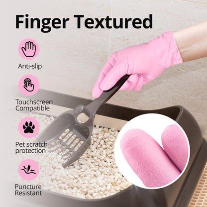 SwiftGrip Pink Nitrile Gloves, 3-mil, Industrial Gloves Disposable Latex Free, for Cleaning & Esthetician, Rubber Powder-Free, 100-ct Box (Medium) Medium (Pack of 100)