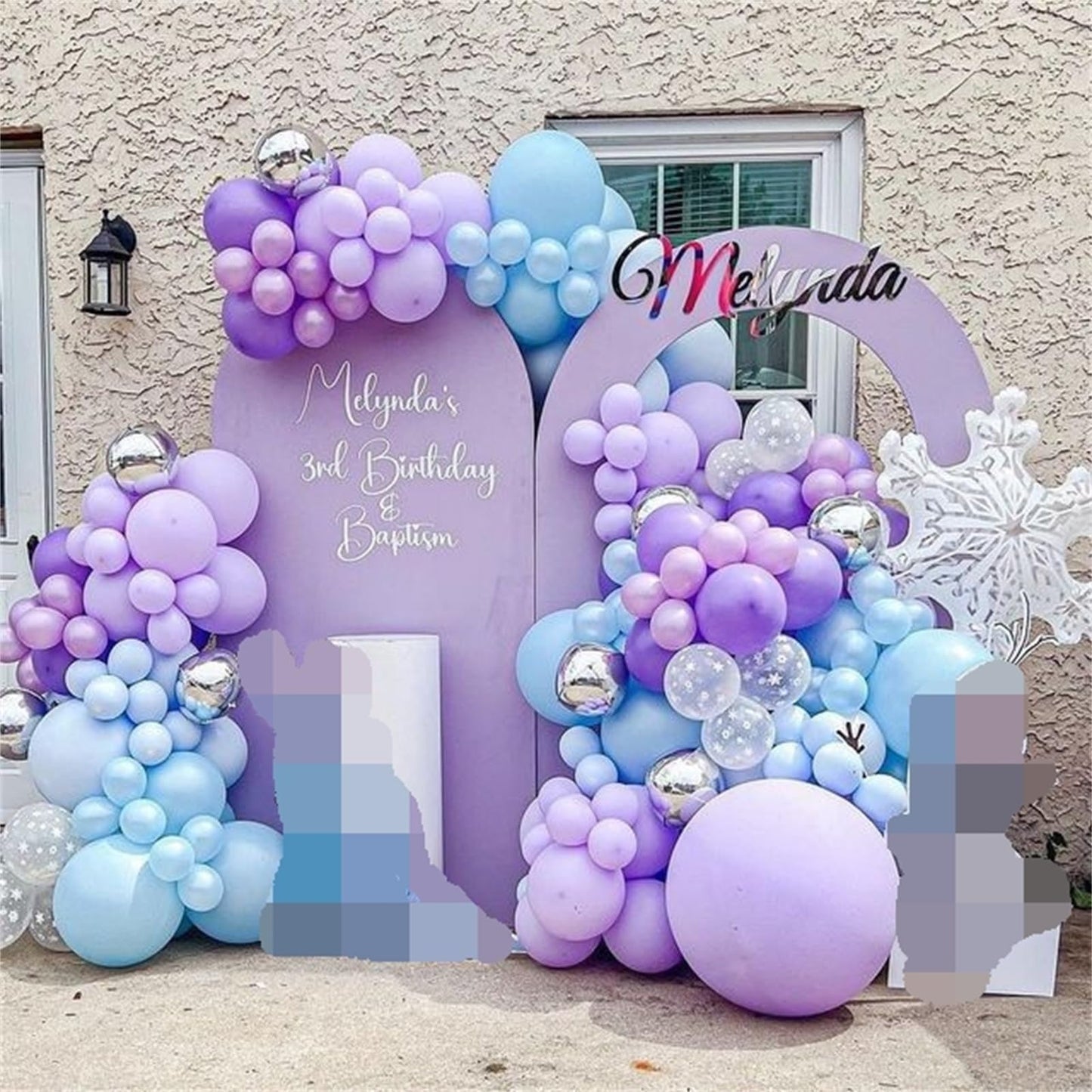 Winter Wonderland Balloon Arch Garland Kit, Baby Blue Purple Balloons with Spike Star Snowflake Foil Balloons for Ice Wonderland Christmas Baby Shower Snow Princess Birthday Party Decorations Supplies