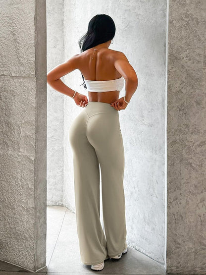 YEOREO Workout Leggings Womens No Front Seam Straight Leggings 31.5" High Waist Buttery Eddiy Gym Yoga Pants Light Sand S