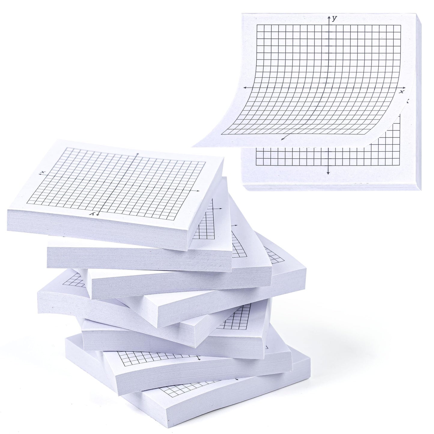 VELATYVIO 8PCS Graph Paper Sticky Notes 800 Sheets Self Adhesive Mini X Y Axis Coordinate Plane Post It 20 X 20 Four Quadrant Grid Pad for School Office Supplies 3 X 3 Inch