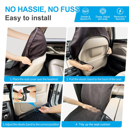 Waterproof Sweating Towel Car Seat Cover for Post Gym Workout, Running, Swimming, Beach and Hiking, Universal Fit Anti-Slip Bucket Seat Protector for Cars, SUVs and Trucks, Machine Washable (Black-1P)