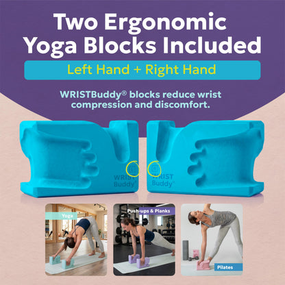 WRISTBuddy® Hand-Shaped Ergonomic Yoga Blocks for Optimal Wrist Support During Yoga, Pilates, Pushups, Planks, and Handstands - Patented Non Slip Blocks for Enhanced Stability and Comfort.