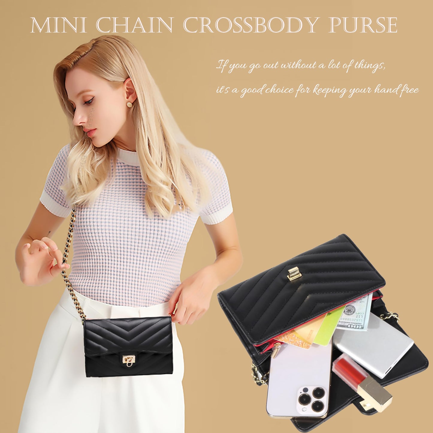 YAZEKOUS Crossbody Bags for Women, Small Purses Crossbody Purses for Women, Cell Phone Purse with Card Slots for Travel Daypack Black
