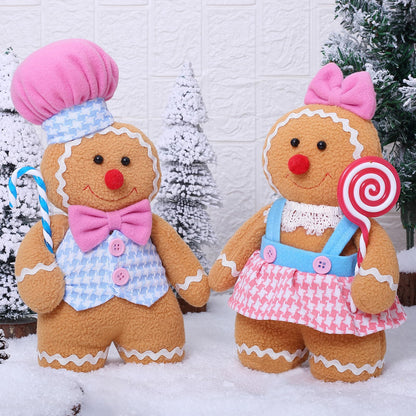 GAKSK Christmas Decorations Indoor Gingerbread Plush Hold Candy Cane Home Decor Gifts 11.8inch Gingerbread Stuffed Animal Doll Tree Toppers Christmas Decorations (2PCS)