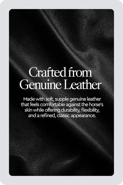 HORZE Genuine Leather Cross-Under Bitless Bridle | Web Reins Included - Black - Horse