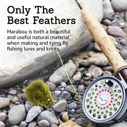 Creative Angler Strung Marabou Bird Feathers for Tying Fly Fishing Flies - Fly Tying Accessories - Perfect Choice for Tail & Wings and Easy to Tie On The Lure - Approximately 0.3 Ounces (White)