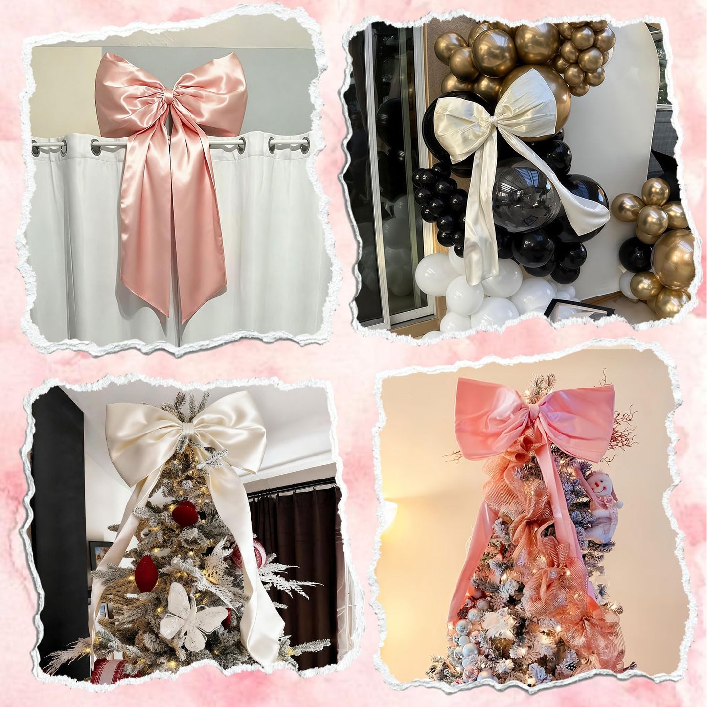 Large Pink Bow for Coquette Room Decor, 40x24 In Satin Ribbon Tie Coquette Birthday Decorations, Giant Pastel Pink Hanging Wall Decor for Ballerina Girl Just Want to Be One (Internal Stability Layer)