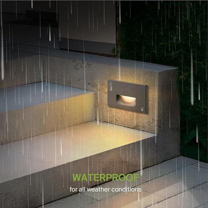 ASD LED Recessed Step Light Fixture, Outdoor & Indoor Stair Tread Lighting | 3CCT, Dimmable, Waterproof, ETL Listed | 3W 120LM 3000K-5000K 120V | Staircase Hardwired Illumination | Black, 12 Pack