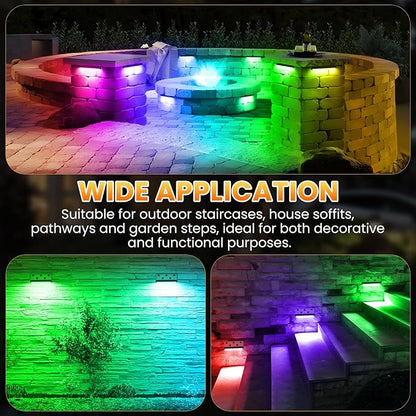 ZZXX 5W Halloween Hardscape Lighting 8 inch RGB Retaining Wall Lights Color Changing Low Voltage Paver Lights 12V Step Light IP68 Waterproof Outdoor with Photocell Sensor for Deck Stair Pathway,8 Pack